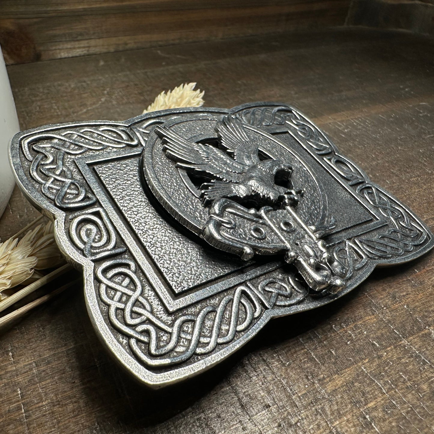 Celtic Eagle Kilt Belt Buckle - Handmade in Scotland