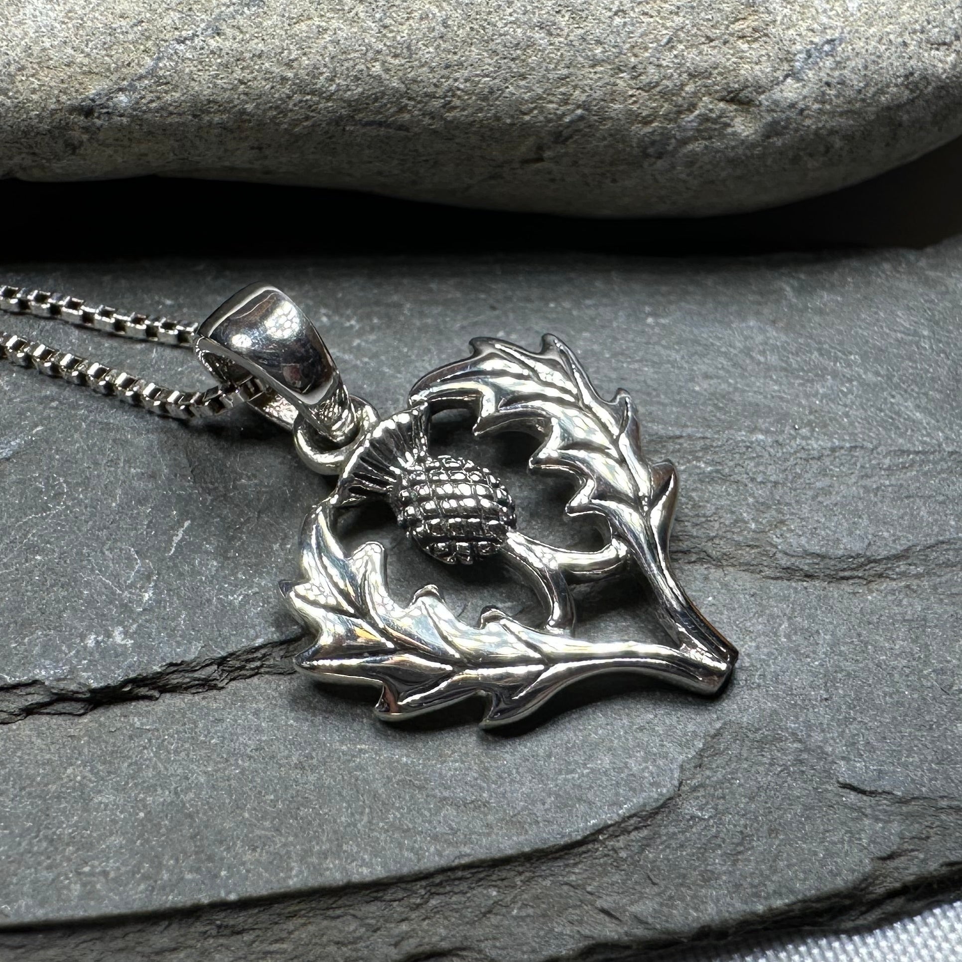 Aberdeen Scottish Thistle Necklace in Sterling Silver — view 5
