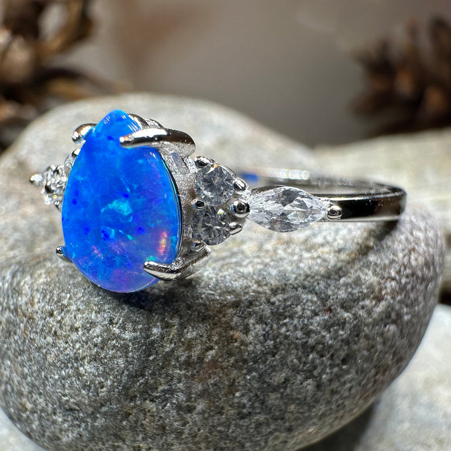 Allure Blue Fire Opal Ring