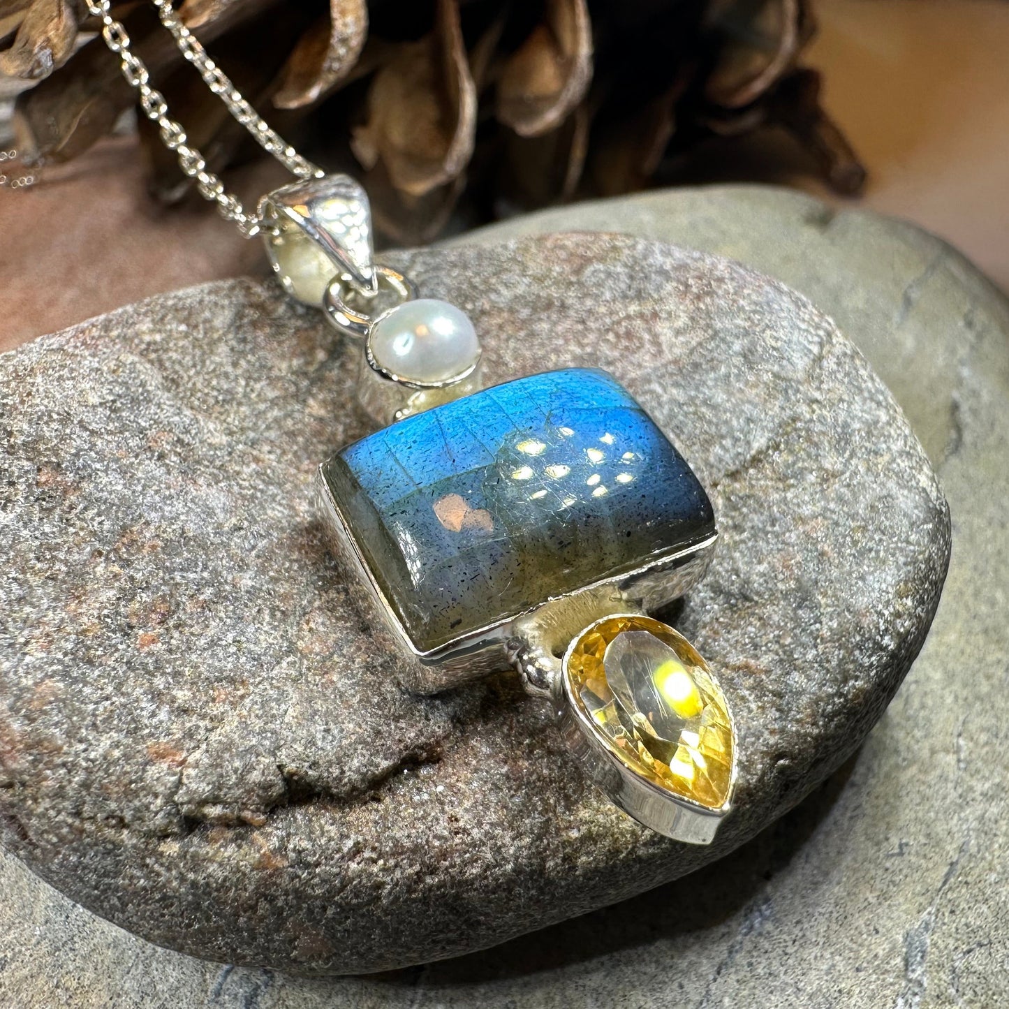 Citrine Blue Labradorite Necklace — view 7