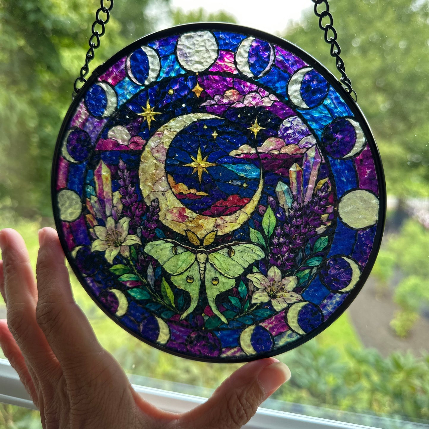 Magical Crescent Moon & Luna Moth Suncatcher
