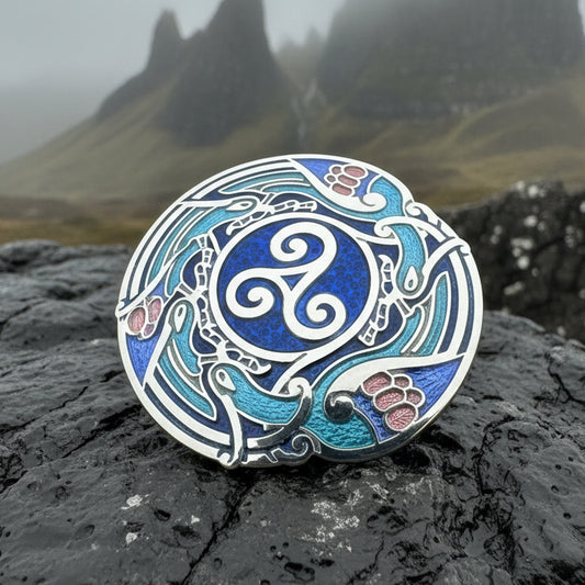 Celtic Birds Enamel Brooch