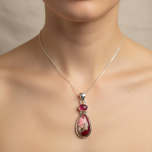 Dahlia Turquoise Necklace in Sterling Silver