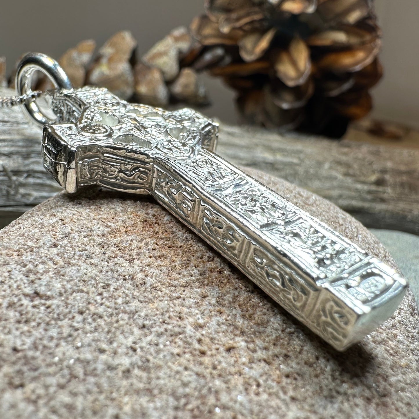 Artisan Irish Clonmacnoise Cross Necklace - Made in Ireland — view 5