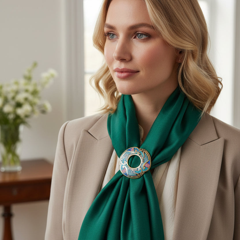 Enamel Celtic Birds Scarf Ring