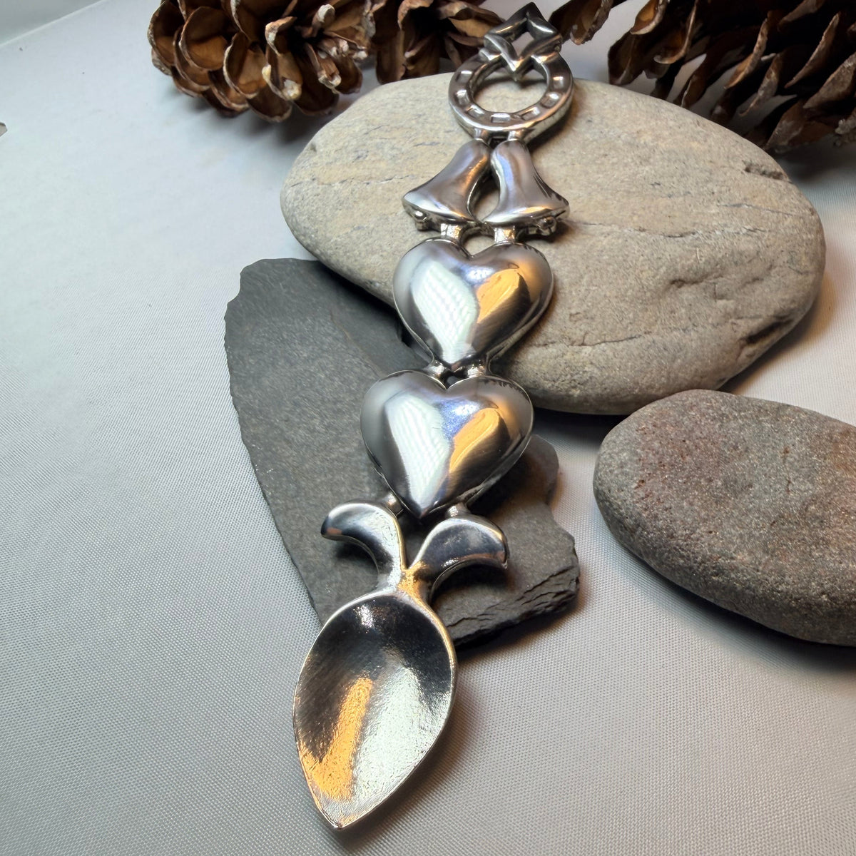Traditional Welsh Love Spoon in Pewter