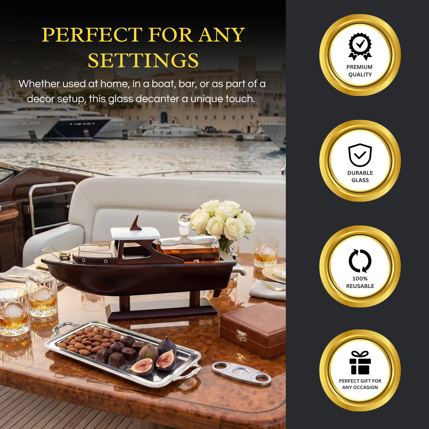 Luxury Speedboat Ship Whiskey Wine Decanter