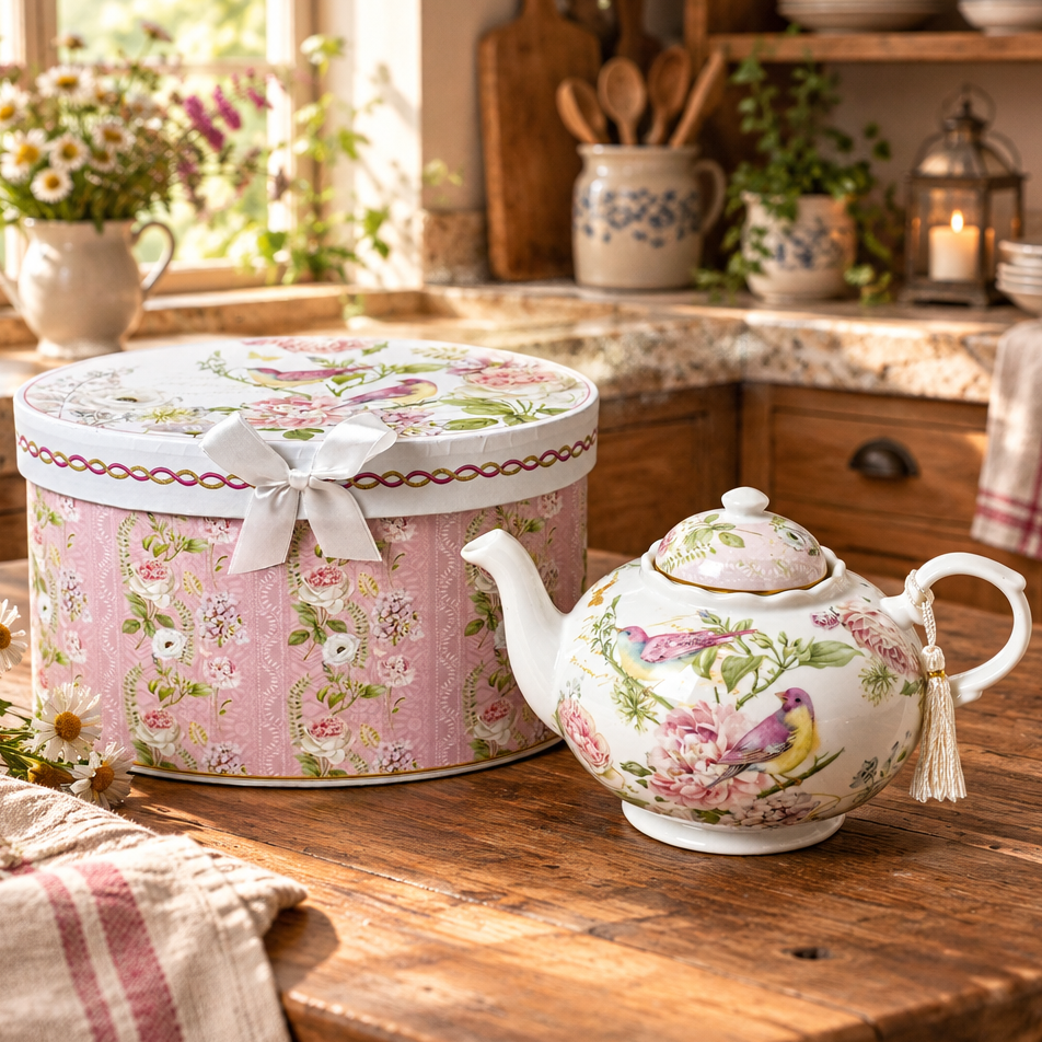 Peony Blossom Fine China Teapot