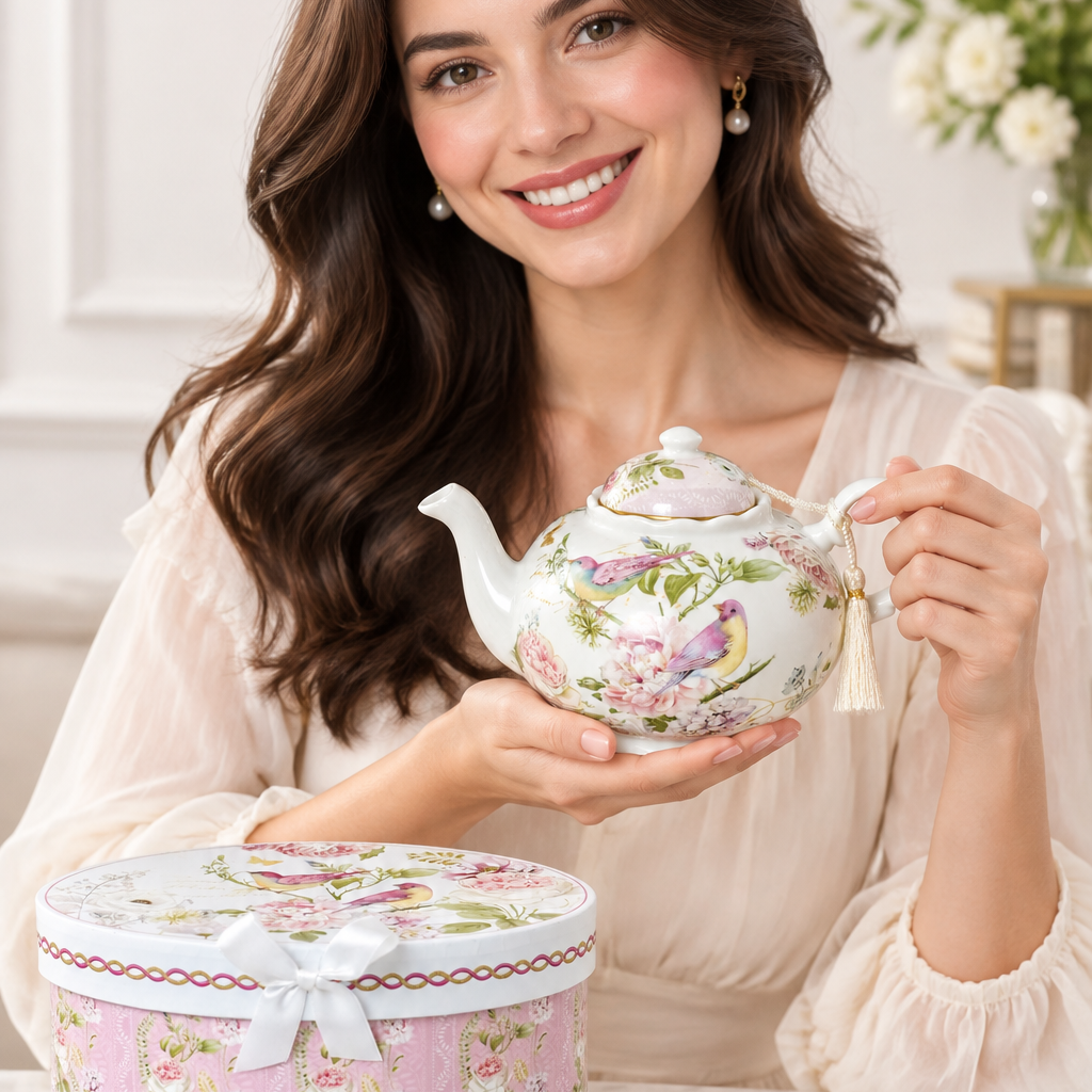 Peony Blossom Fine China Teapot