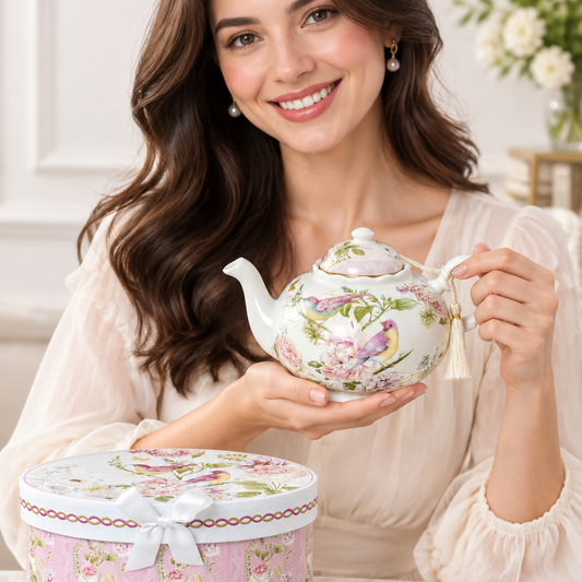Peony Blossom Fine China Teapot