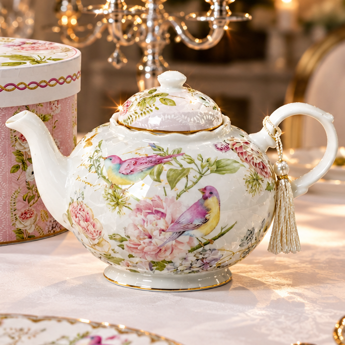 Peony Blossom Fine China Teapot