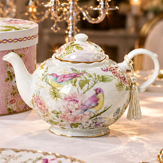 Peony Blossom Fine China Teapot