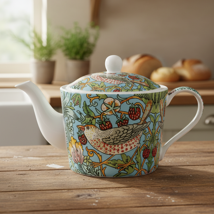 William Morris Strawberry Thief Fine China Teapot