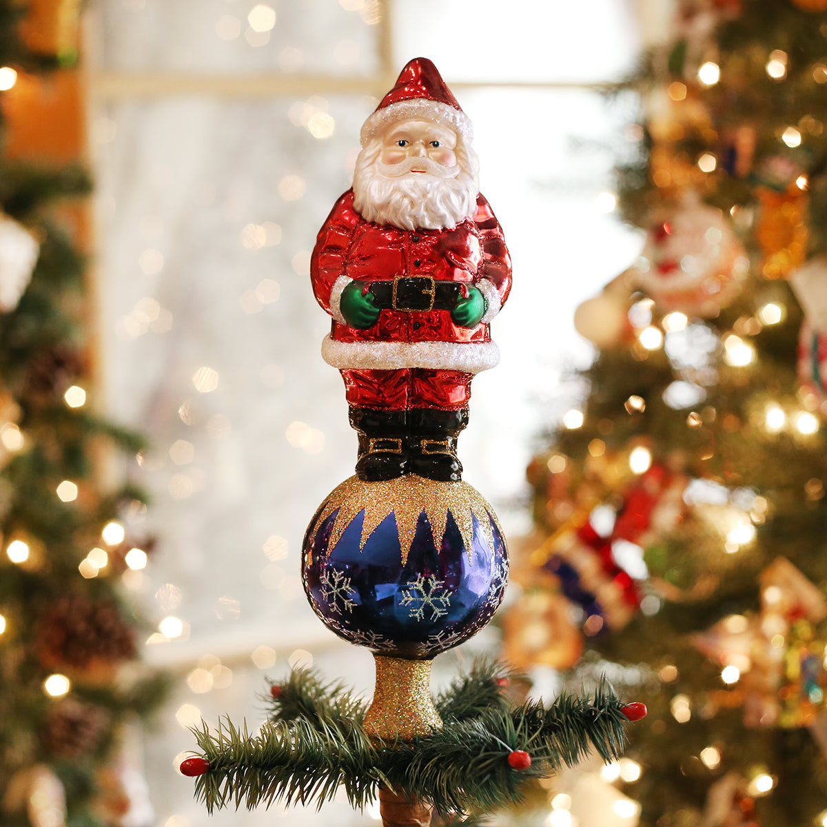 Old World Santa Tree Topper - Handblown Glass