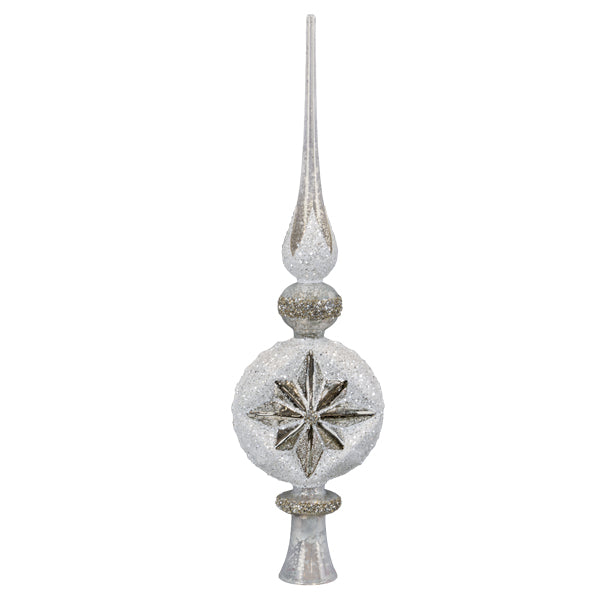 Retro Silver Frost Tree Topper - Handblown Glass