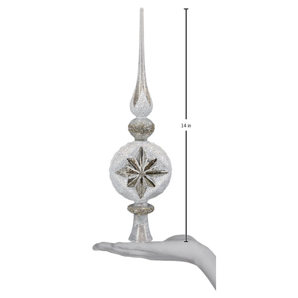 Retro Silver Frost Tree Topper - Handblown Glass