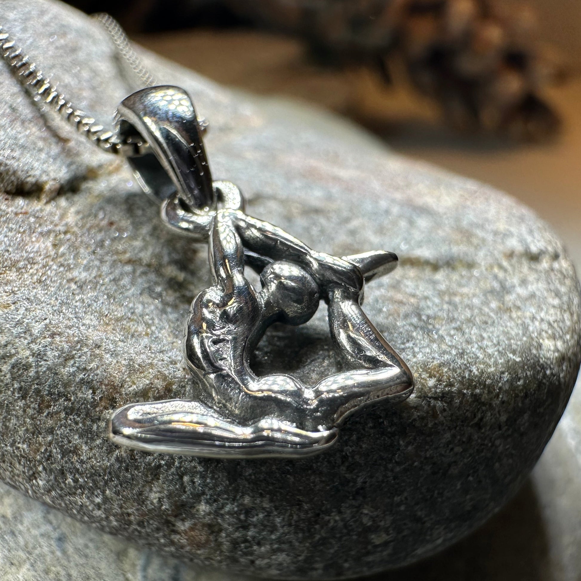 Mermaid Yoga Pose Necklace in sterling silver