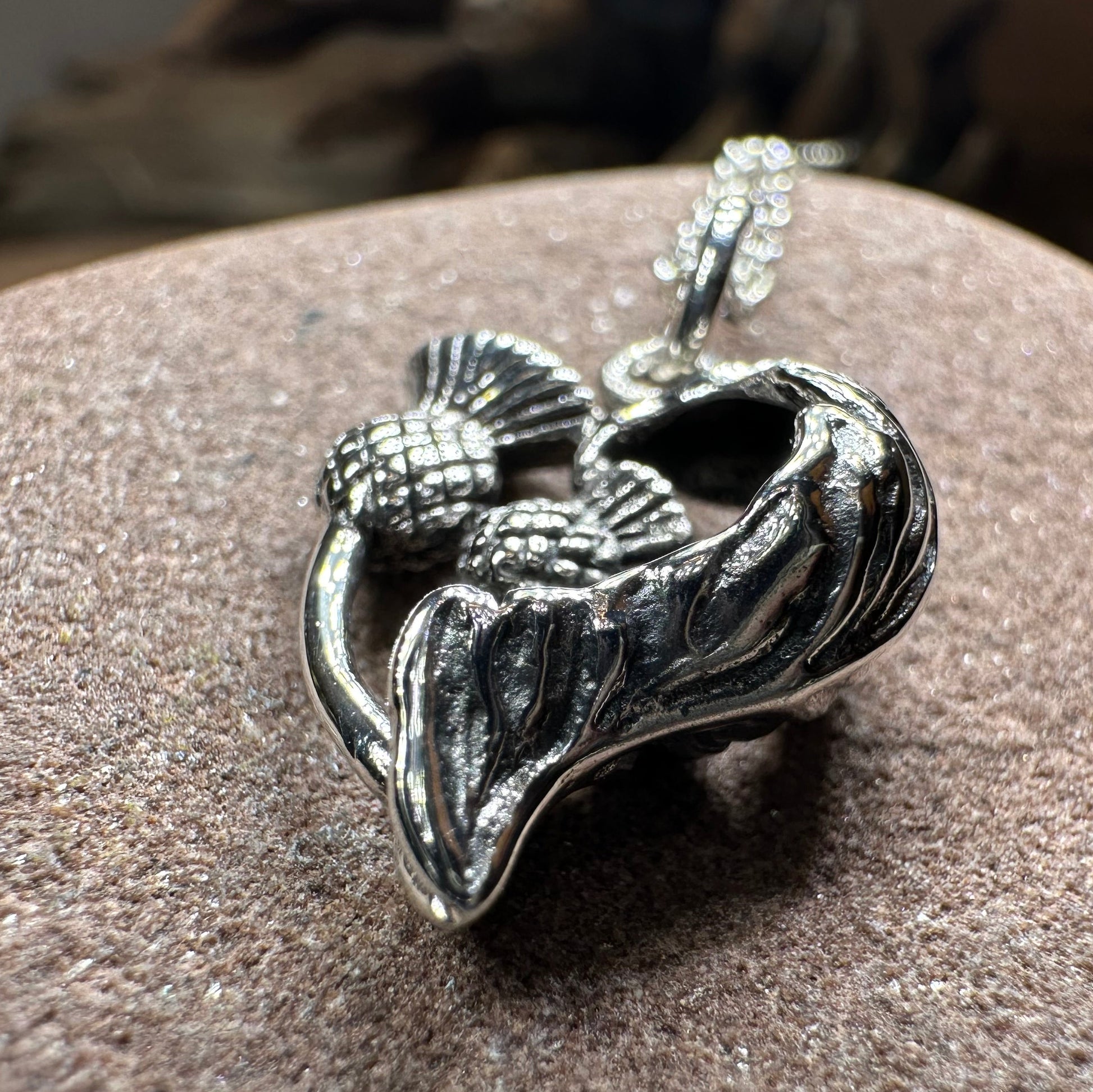 Erskine Scottish Thistle Necklace in Sterling Silver — view 3