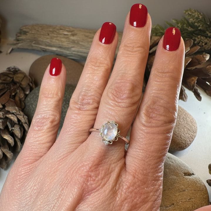 Allora Moonstone Ring in Sterling Silver