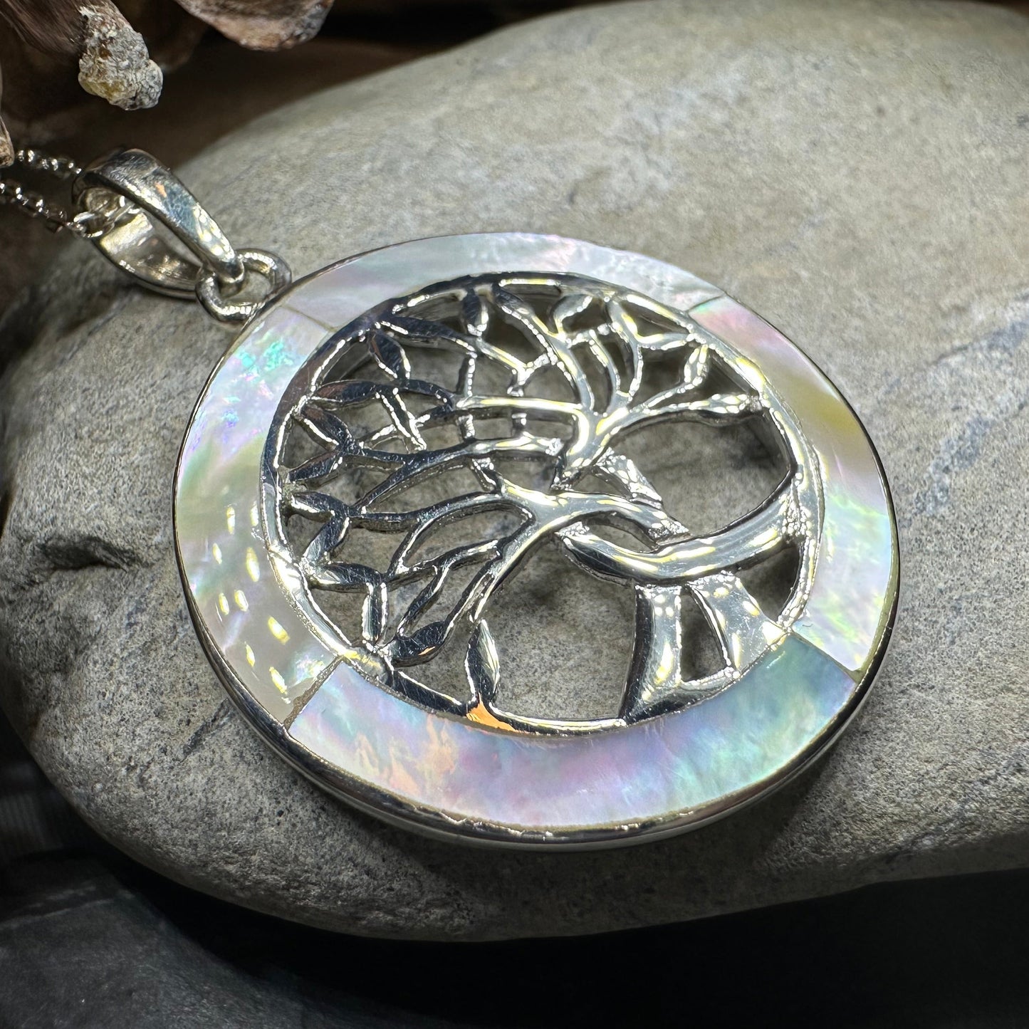 Carmina Tree of Life Shell Necklace in Sterling Silver