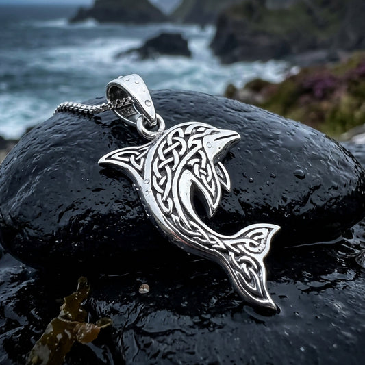 Harmony Celtic Dolphin Necklace in Sterling Silver