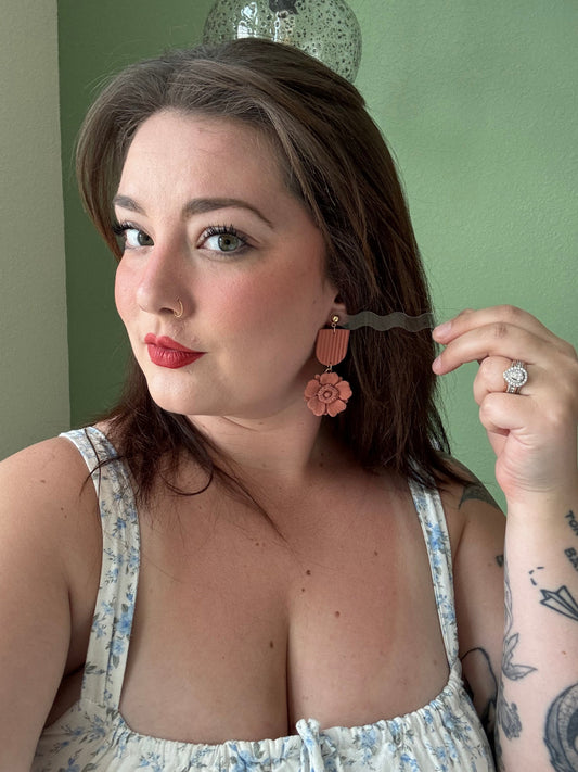 Terracotta Poppies Dangle Earrings for Women
