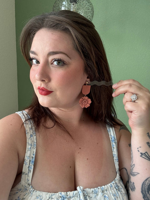 Load image into Gallery viewer, Terracotta Poppies Dangle Earrings for Women
