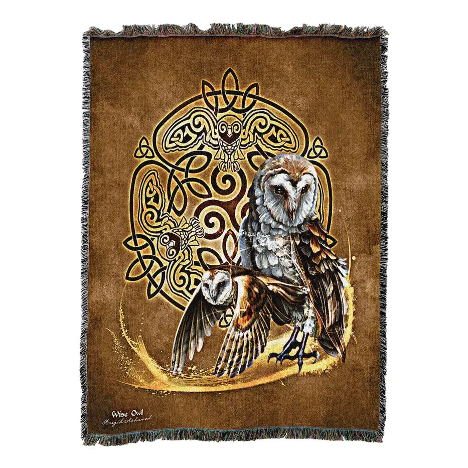 Celtic Owls Cotton Blanket - Handmade in North Carolina
