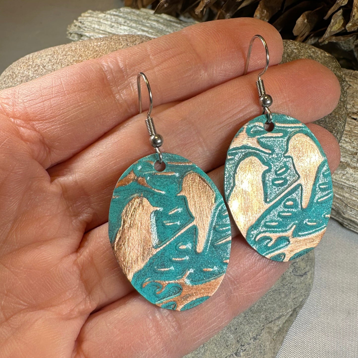 Springsong Bird Copper Earrings