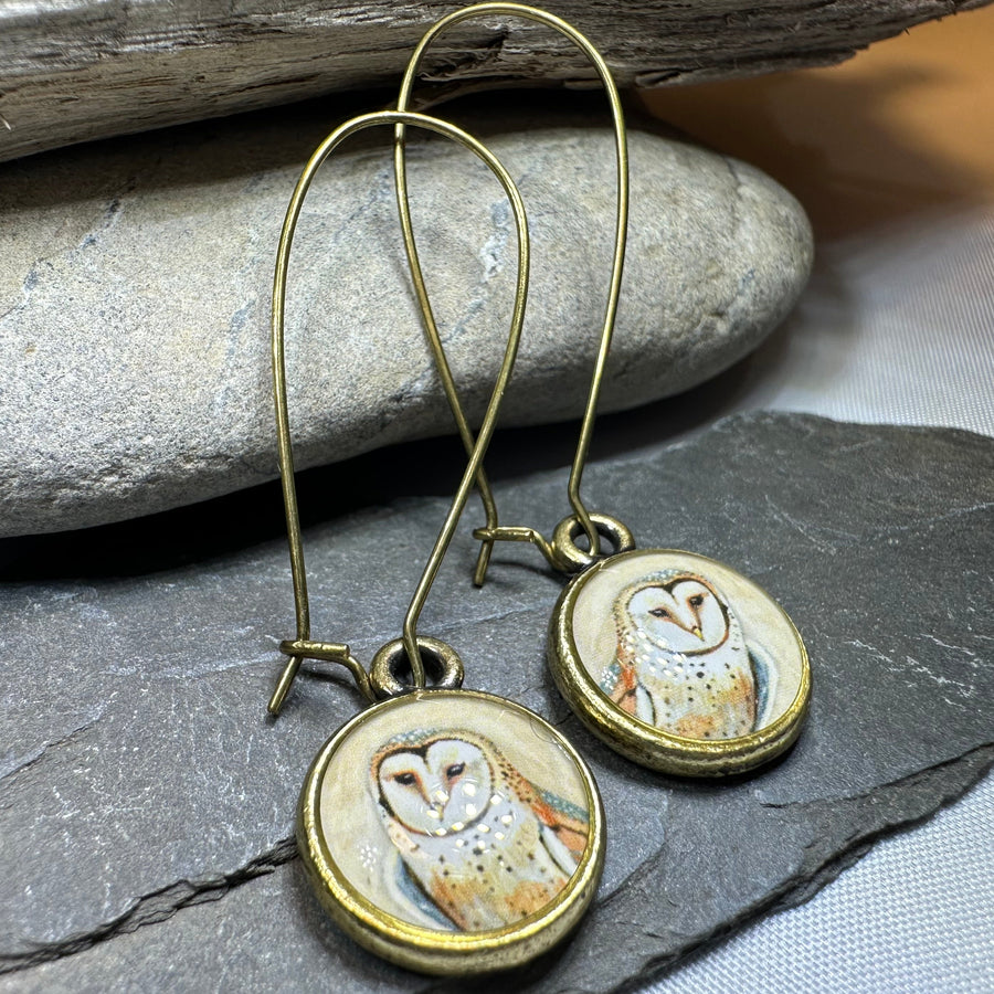 Winter Owl Art Earrings