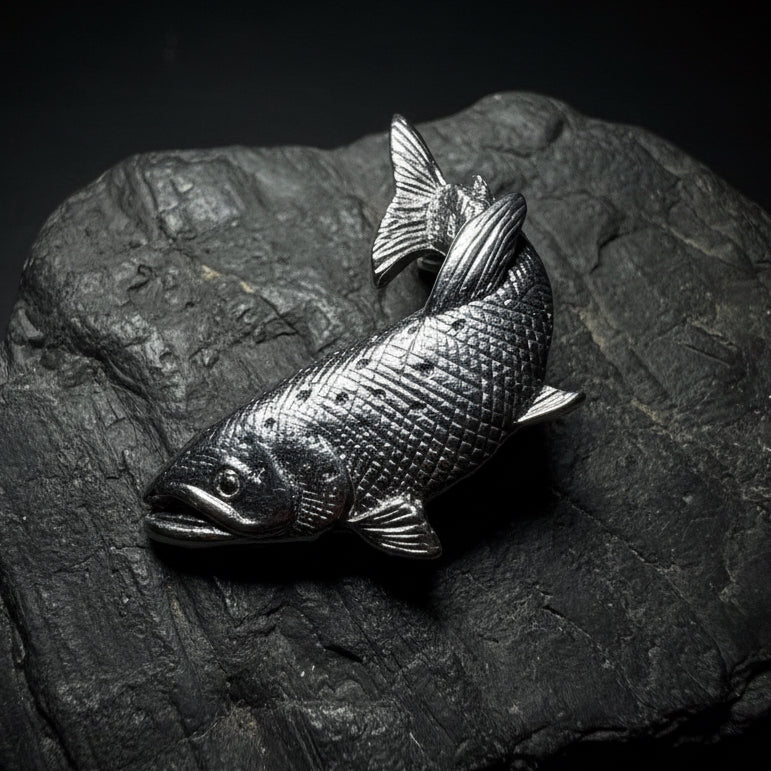 Pewter Trout Fish Lapel Pin - Handmade in Scotland
