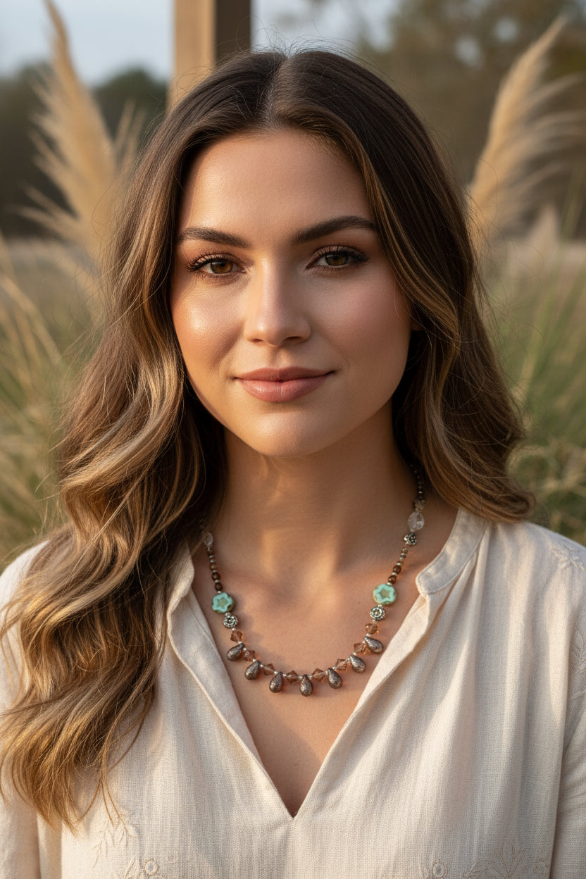 Golden Lotus Crystal Necklace — view 5