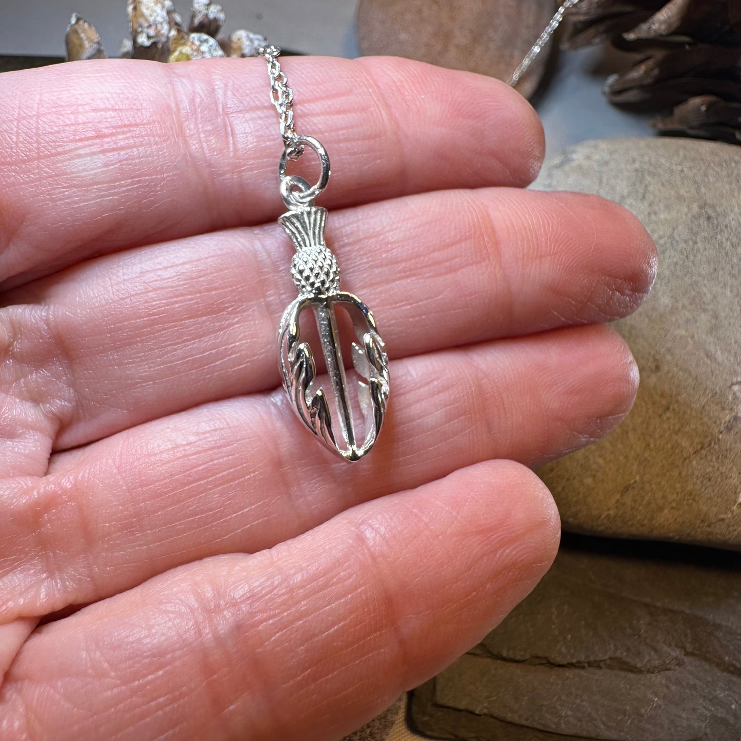 Gael Scottish Thistle Necklace in Sterling Silver