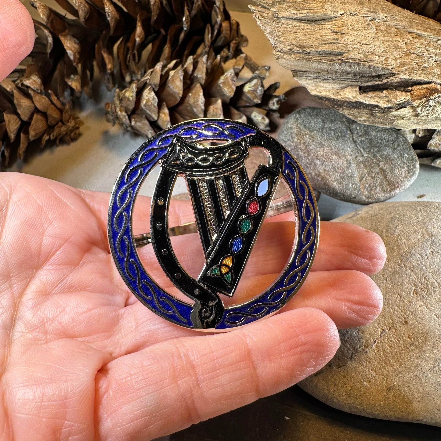 Enamel Irish Celtic Harp Scarf Ring