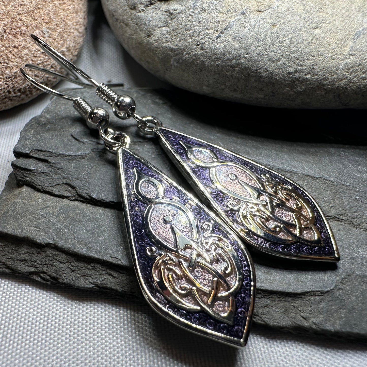 Aura Enamel Celtic Teardrop Earrings
