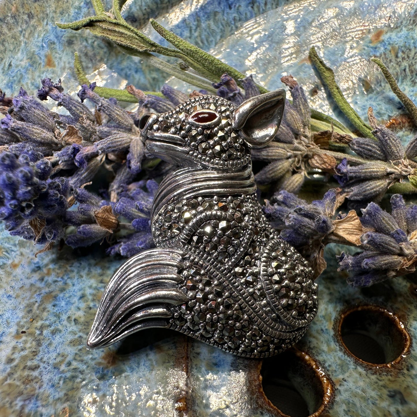 Reynard Marcasite Fox Necklace in Sterling Silver