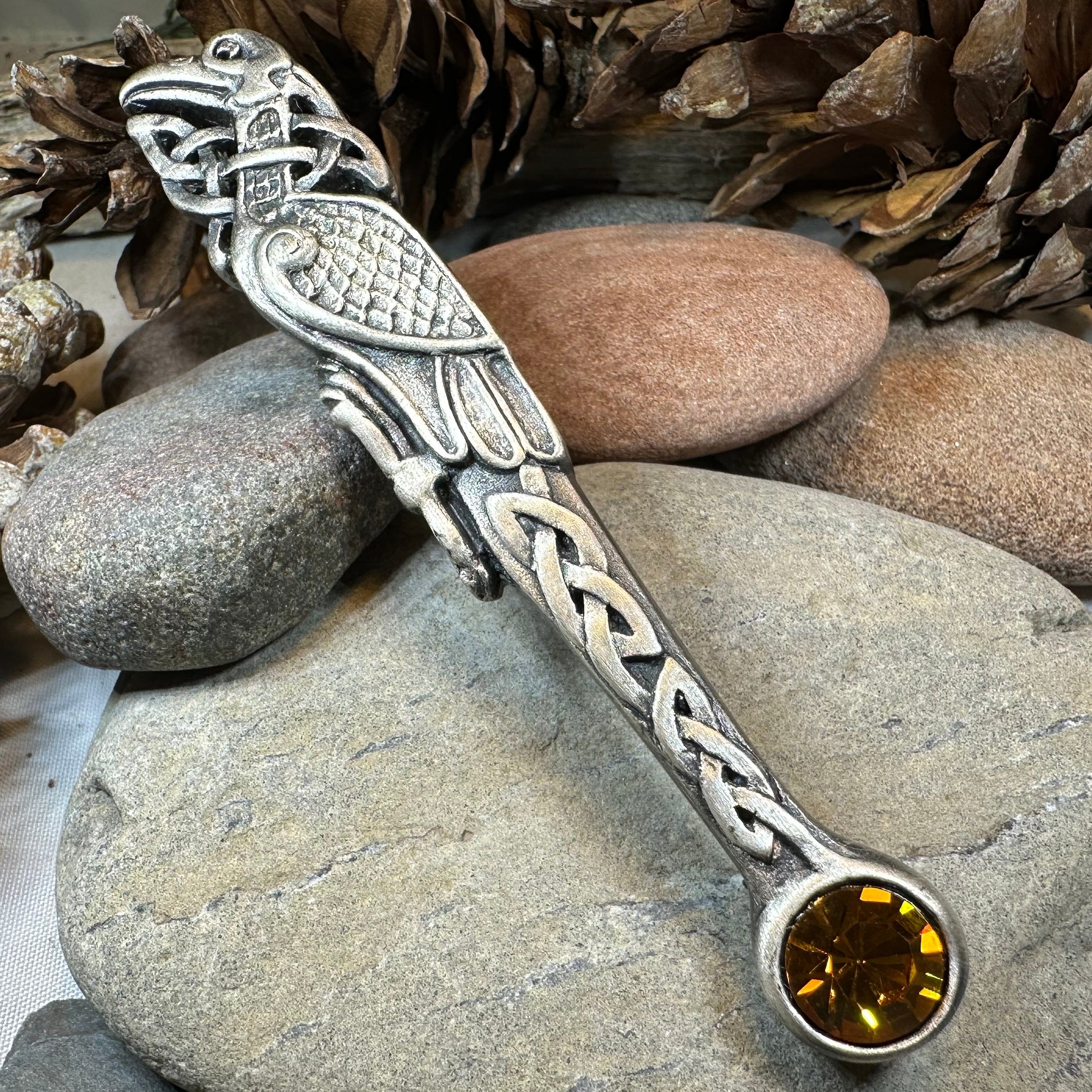 Celtic Raven Crystal Kilt Pin - Silver – Celtic Crystal Design Jewelry