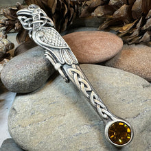 Load image into Gallery viewer, Celtic Raven Crystal Kilt Pin
