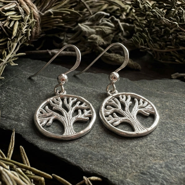 Traditional Tree of Life Earrings in Sterling Silver