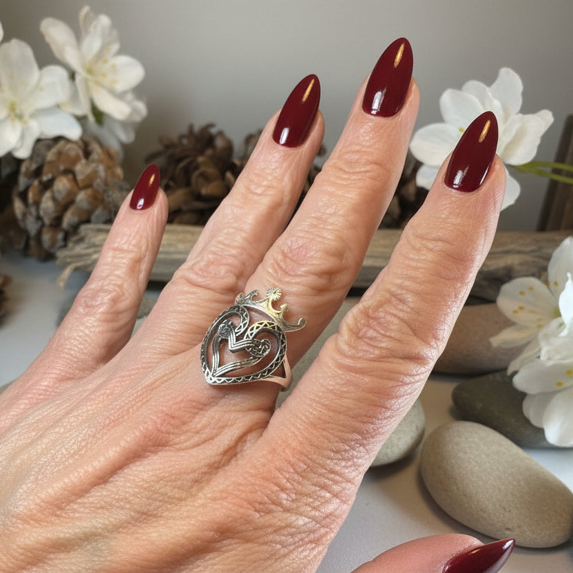 Lady of Skye Scottish Luckenbooth Ring in Sterling Silver