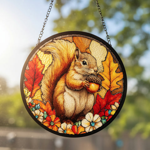 Load image into Gallery viewer, Autumn Squirrel Suncatcher
