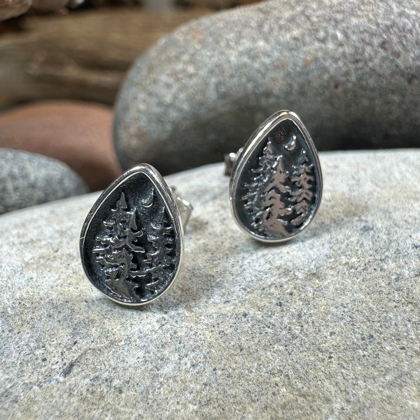 Deep Forest Pine Tree Stud Earrings — view 7