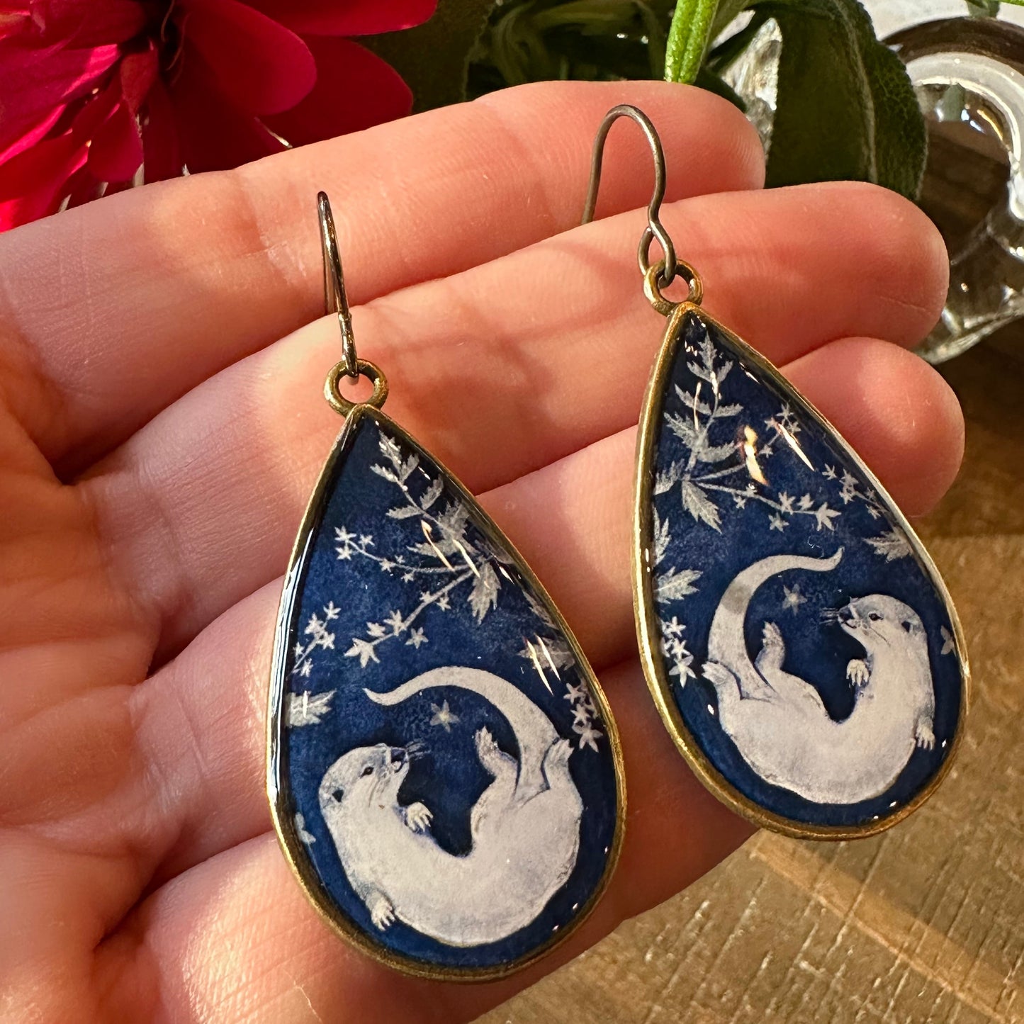 Indigo Otter Earrings - Handmade in the USA