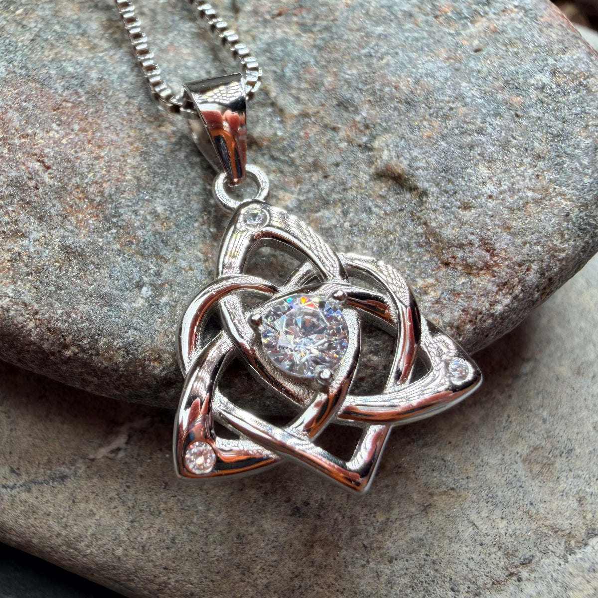 Trinity Love Knot Necklace in Sterling Silver