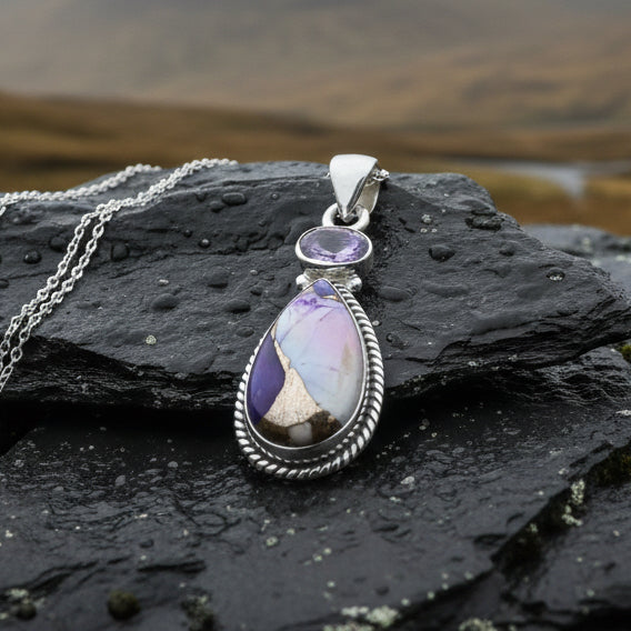 Dahlia Turquoise Necklace in Sterling Silver — view 3