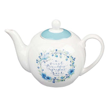 Load image into Gallery viewer, Blue "Friendship" Ceramic Teapot
