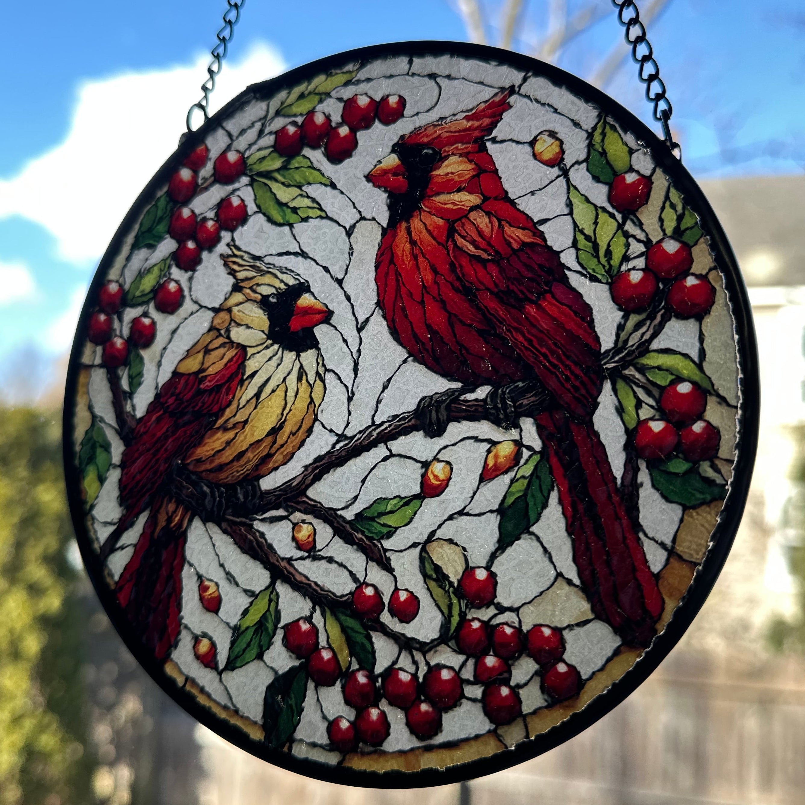 Always Near Cardinal Couple Suncatcher