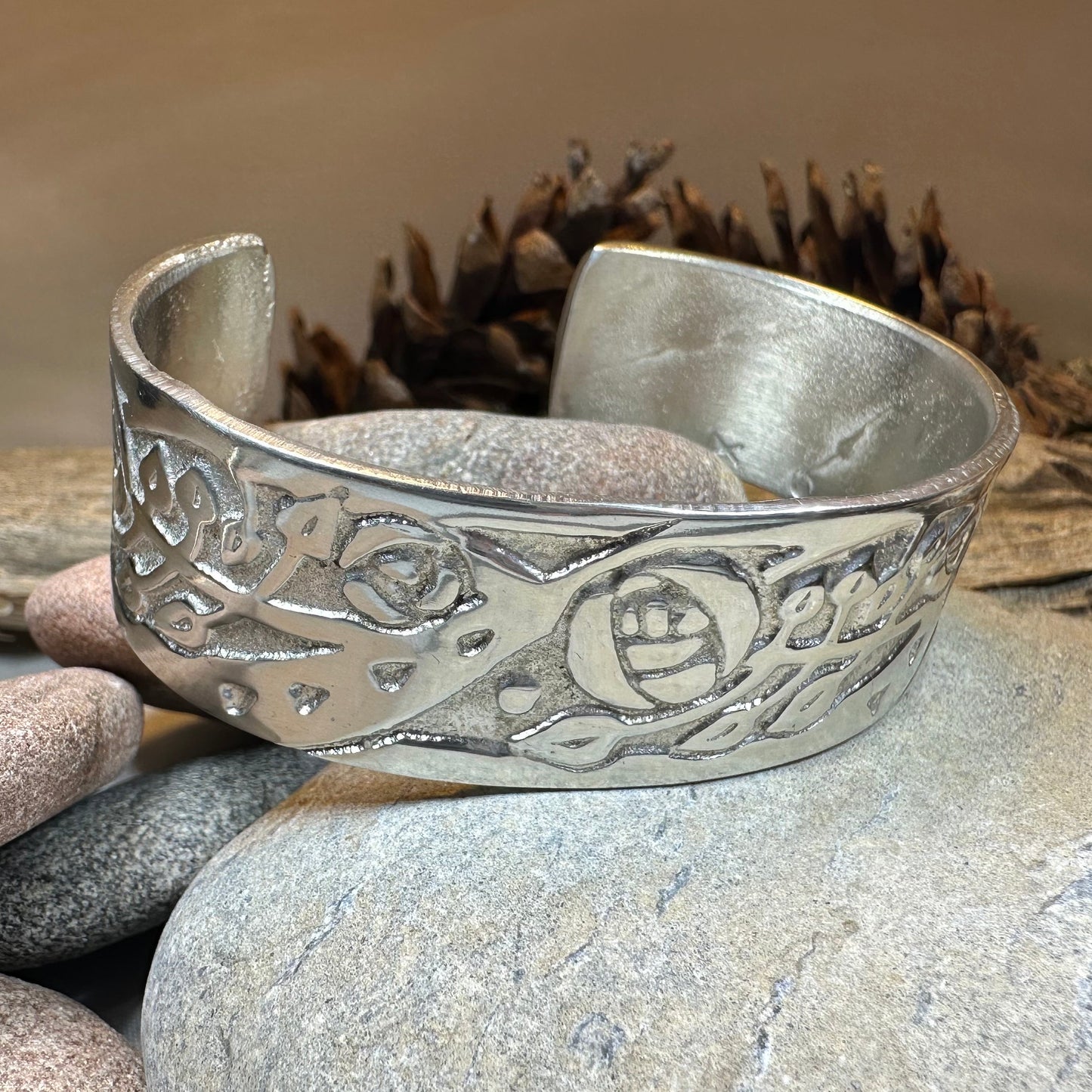 Celtic Mackintosh Flower Cuff Bracelet - Handmade in Scotland
