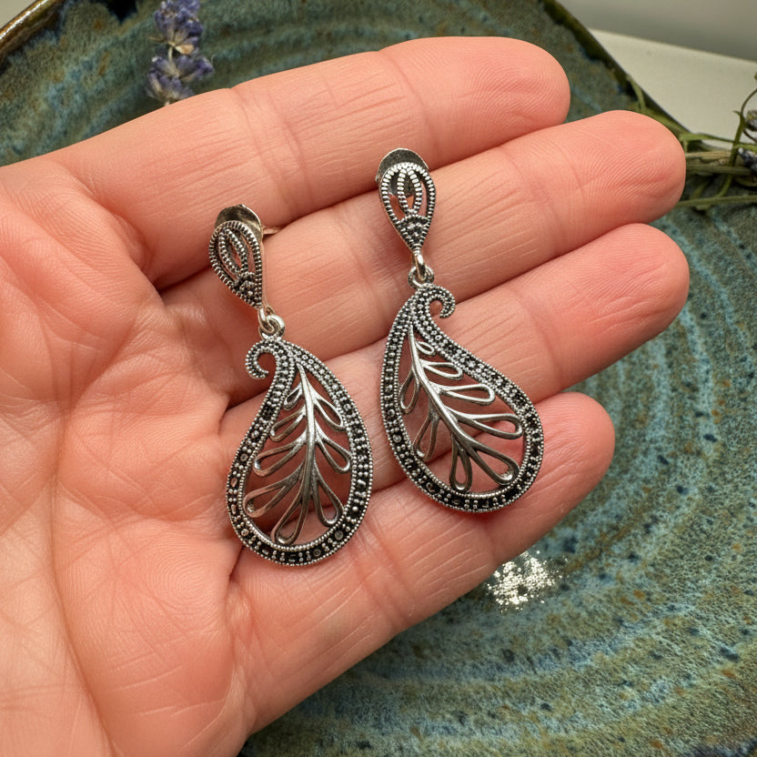 Elegant Celtic Paisley Earrings in Sterling Silver