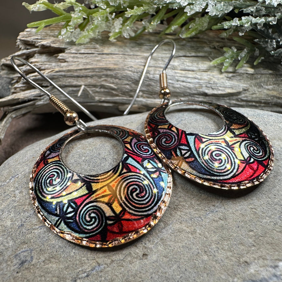 Firedancer Celtic Spiral Copper Earrings
